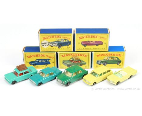 Ex-shop stock Matchbox Regular Wheels group of Cars. (1) 33b Ford Zephyr 6 - light turquoise body without rear silver trim, g