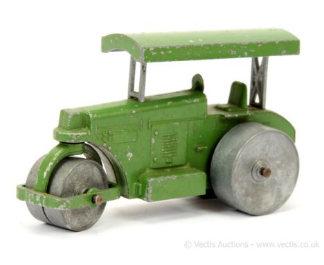 Matchbox Early Moko Lesney Toys large scale Aveling Barford Diesel Road Roller - green body without driver cast, green canopy