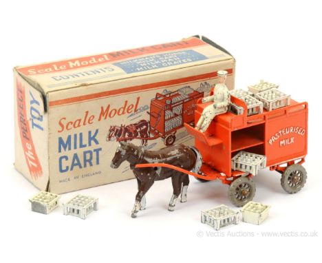 Matchbox early Moko Lesney Toys large scale Horse Drawn Milk Float - grey metal wheels, 6 x large crates &amp; 3 x small crat