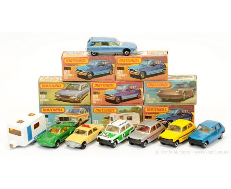 Matchbox Superfast group of European Cars &amp; Trailers (1) 3c Porsche 911 / 930 Turbo - metallic emerald green body, clear 