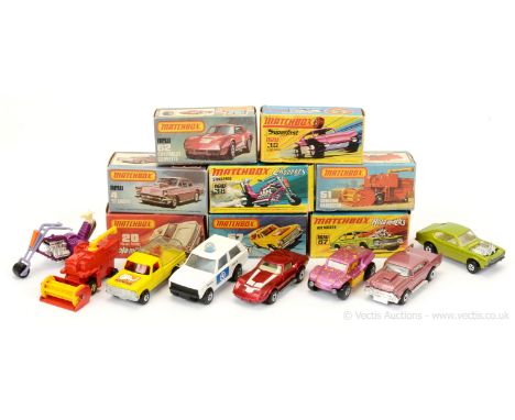 Matchbox Superfast (1) 4d '57 Chevy with bare metal base; (2) 20b Range Rover Police Patrol - white body with "County Sheriff