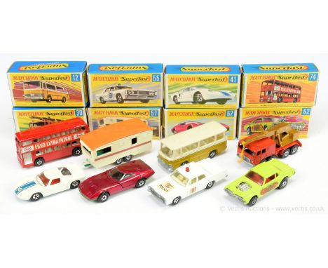 Matchbox Superfast group of early 1970's issue models.  (1) 12b Setra Coach - metallic gold body with thin rear bumper castin