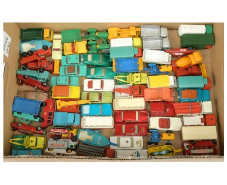 Matchbox Regular Wheels large group of unboxed mid to late 1960's issue models including various Cars, Commercial Vehicles, T