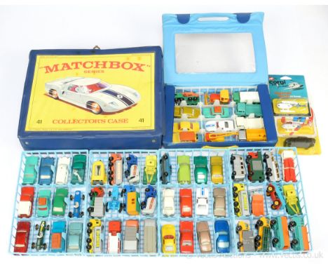 Matchbox Regular Wheels large group of mid to late 1960's issue Regular Wheel vehicles including Cars, Trailers, Commercial V