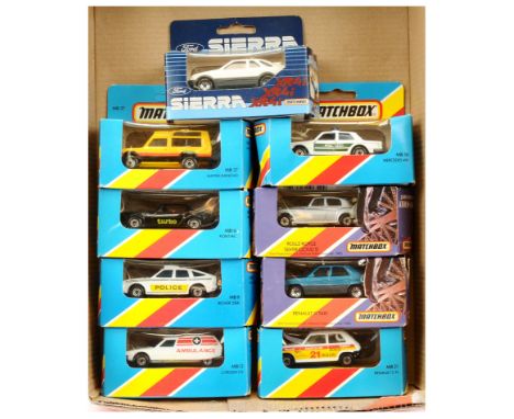 Matchbox Superfast group of Made in England models.  (1) MB8 Rover 3500 Police Car - black plastic roof siren, blue windows, 