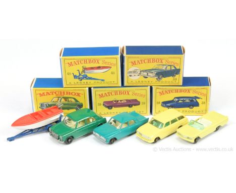 Ex-shop stock Matchbox Regular Wheels group of Cars &amp; Trailers. (1) 33b Ford Zephyr 6 - light turquoise body without rear