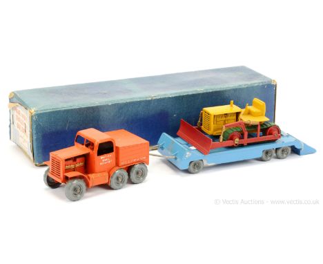 Matchbox early Moko Lesney Toys large scale British Road Service Prime Mover &amp; Low Loader Trailer with Caterpillar Bulldo