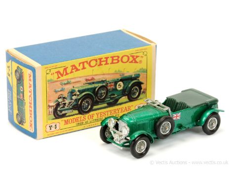 Matchbox Models of Yesteryear Y5 1929 4.5 litre Blower Bentley - metallic green body without racing decals applied, dark gree