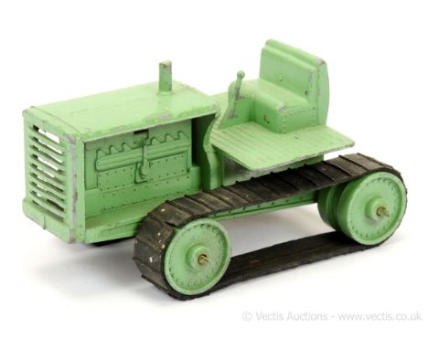 Matchbox Early Moko Lesney Toys large scale Caterpillar Tractor - light green body &amp; hollow metal rollers with original &