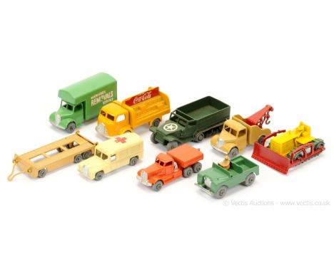 Matchbox Regular Wheels group of 1950's issue unboxed models all with metal wheels &amp; rollers - (1) 12a Land Rover; (2) 13