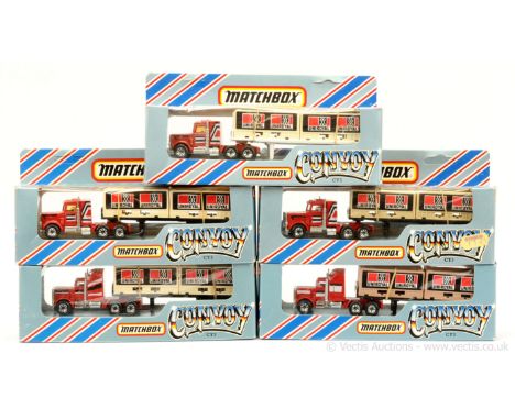 Matchbox Superfast Convoy Series 5 x CY3 Peterbilt Articulated Container Truck "Uniroyal" - all are chrome Lesney England tra