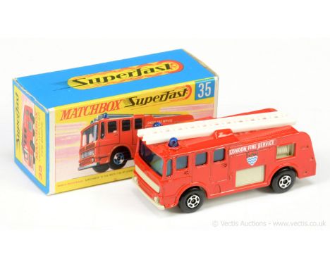 Matchbox Superfast 35a Merryweather Marquis Fire Engine - red body, cream grille &amp; base, 5-spoke wide wheels with twin ri