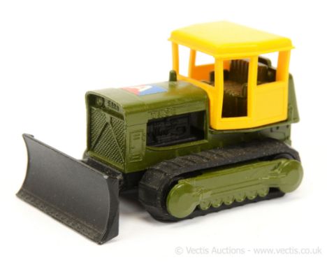 Matchbox Regular Wheels 16d Case Bulldozer - Twin Pack issue military green body with red &amp; blue letter A hood label, yel