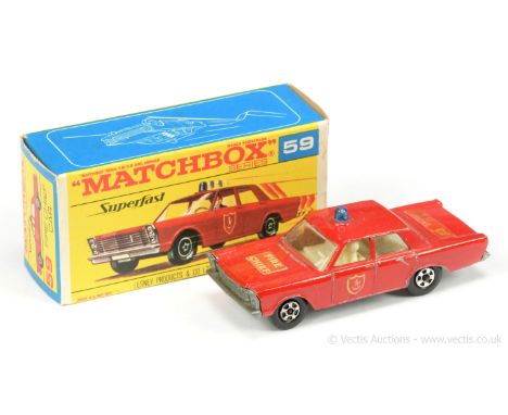 Matchbox Superfast 59a Ford Galaxie Fire Chief Car Belgian promotional issue "Lyons Tea" - Fair to Good play worn with glue s