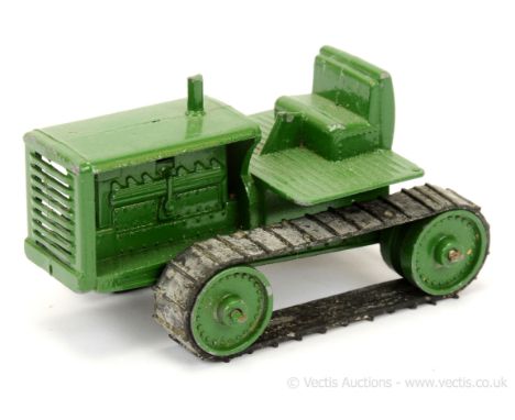 Matchbox Early Moko Lesney Toys large scale Caterpillar Tractor - dark green body &amp; hollow metal rollers with original &a