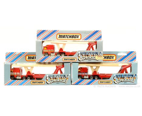 Matchbox Superfast Convoy Series 3 x CY1 Kenworth Aerodyne COE Articulated Car Transporter - all are amber windows, dot-dash 