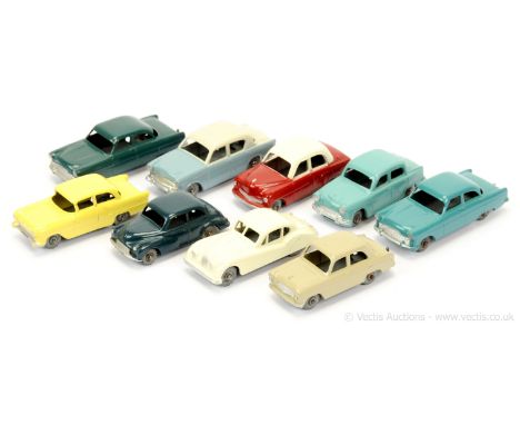 Matchbox Regular Wheels group of unboxed 1950's issue British Cars all with matt black base &amp; metal wheels (1) 22a Vauxha