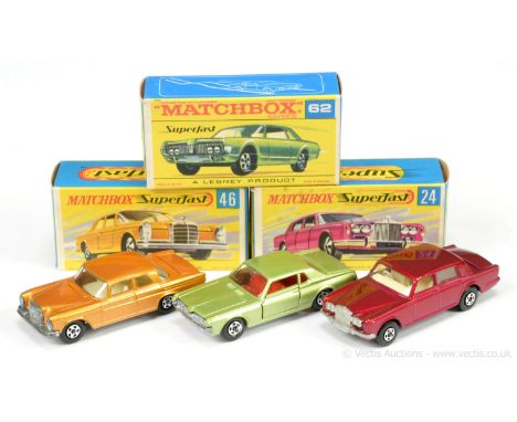 Matchbox Superfast group of Cars.  (1) 24a Rolls Royce Silver Shadow - metallic red body with high arches, gloss black base, 