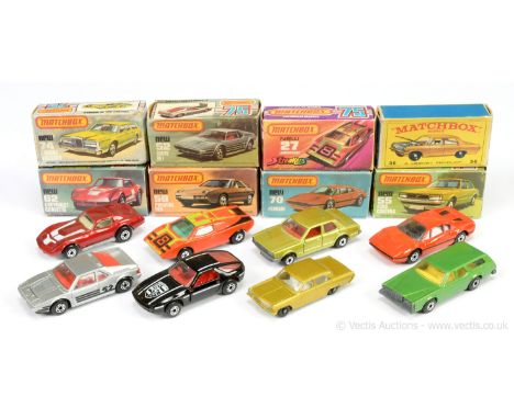 Matchbox Superfast group of mostly Cars.  (1) 27b Lamborghini Countach Streakers Issue - burnt orange body with lime green &a