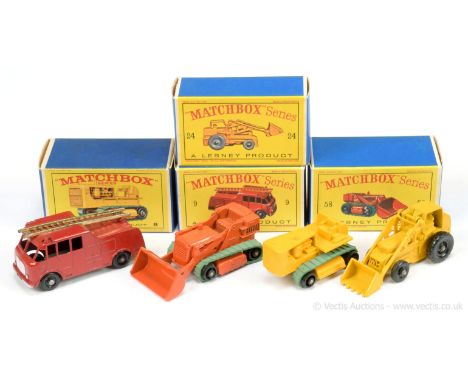 Ex-shop stock Matchbox Regular Wheels (1) 8d Caterpillar Tractor - type C body with base hole, black plastic rollers with ori