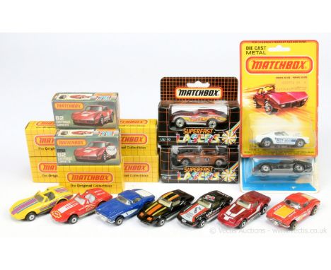 Matchbox Superfast group of 1980's &amp; 1990's issue mostly Corvettes including various MB58 Corvette T-Top, MB62 Chevrolet 