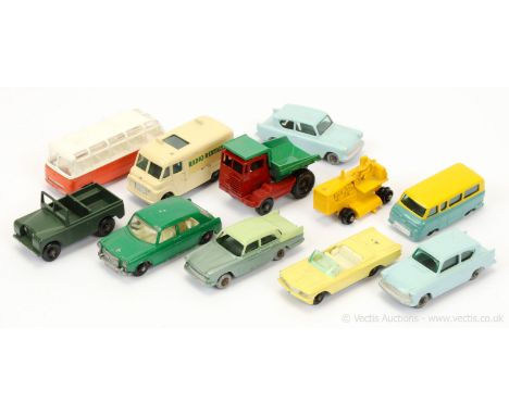 Matchbox Regular Wheels group of unboxed models including 2c Muir Hill Site Dumper; 2 x 7b Ford Anglia; 8c Caterpillar Tracto