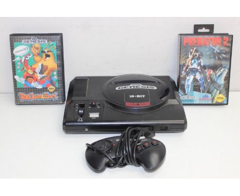 Vintage Sega Genesis (USA Megadrive) games console, controller pad and 2 games - Predator 2 and Toe Jam &amp; Earl
