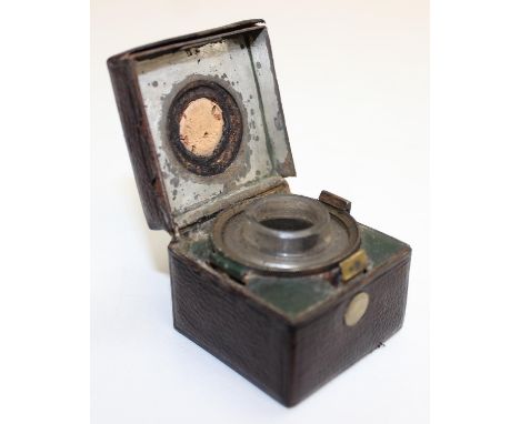 A 19th century Berry's Patent leather covered travelling inkwell 