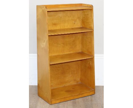 A retro light wood 3 shelf floor standing bookcase, 51cm x 20cm x 90cm