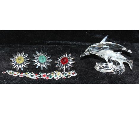 Swarovski Crystal - Mother &amp; Child Trilogy 1990 "Lead Me - The Dolphins" 153850 designed by Michael Stamey, approx 13cm, 