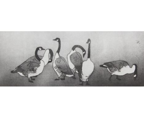 Julian Williams (British, b.1953) - "A Gaggle of Geese in St James Park", etching, signed in pencil and numbered 7/50, 80cm x