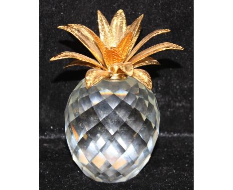 Swarovski crystal large pineapple with hammered finish gold-coloured leaves, from the “Sparkling Fruit” collection, designed 