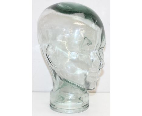 A vintage shop mannequin or glass display head, 29cm tall