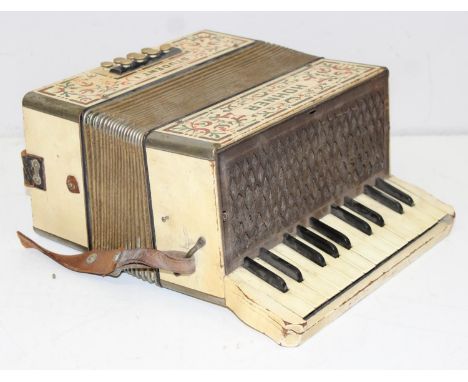 A vintage Hohner Student I accordion with cream painted finish, 32cm x 29cm wide