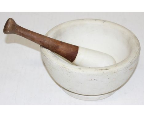 Large vintage stoneware pestle and mortar, 24cm diam x 13cm H