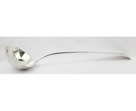 [159.26g] - a large George III period silver punch ladle, London 1806 by Thomas Wallis II, 33cm long