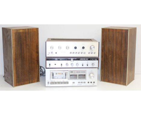 Vintage audio equipment to incl Pioneer stereo cassette tape deck CT-F500, Solar Vox Hi-Fi stereo amplifier MA-801, Realistic