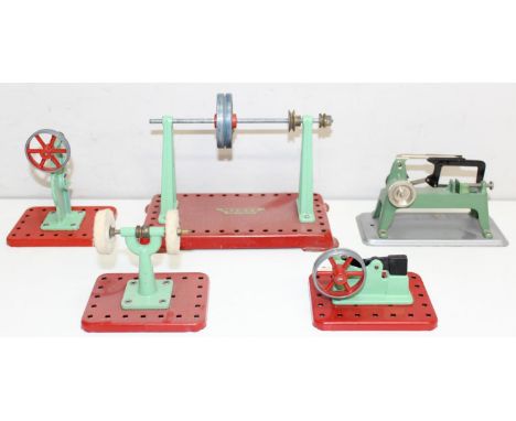 5 pieces of Mamod or Meccano workshop tools to inc 2 different power hammers, a lathe, a buffer and a line shaft [5]