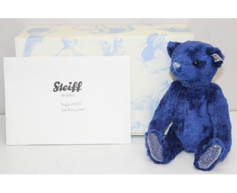 Steiff Teddy Bears - Limited edition (394/2000) Lapis Lazuli blue Steiff teddy bear with certificate of authenticity, button 