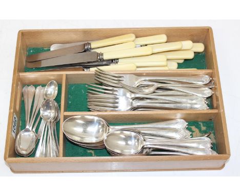 An extensive set of Mappin &amp; Webb silver plated "Princes Plate" pattern cutlery, mainly the same pattern with matched com