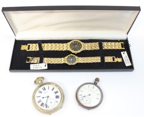 A silver cased pocket watch by Kendal &amp; Dent of London, marked for Chester 1900, a J.W. Benson pocket watch in nickel cas