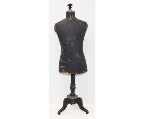 Antique French shop display mannequin on tripod stamped to base for E. Girard of Paris, stand marked for Stockman, Paris on s