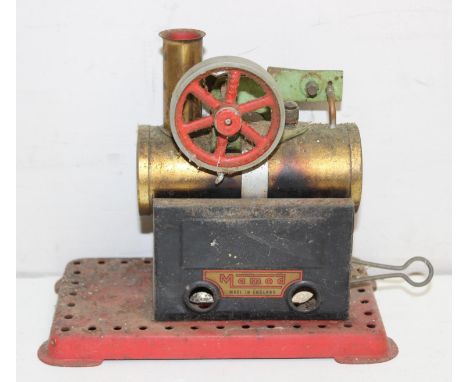 Mamod stationary steam engine with burner, 17cm tall