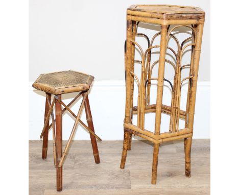 2 vintage Bamboo jardinière or plant stands, the tallest 77cm
