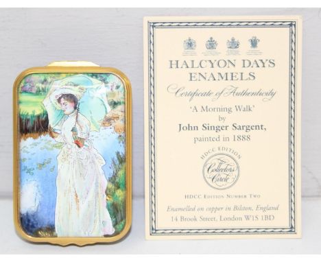 Halcyon Days enamels - A Morning Walk by John Singer Sargent, Halcyon Days Collectors Circle edition number two, with paperwo