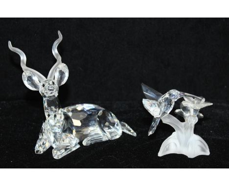Swarovski Crystal - 1994 Inspiration Africa Kudu 175703 designed by Michael Stamey, approx 10cm, boxed and 1992-2007 Hummingb