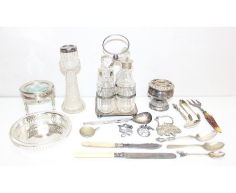 3 assorted antique style silver plated decanter labels, Port Sherry &amp; Gin, all unmarked but the chair a silver replacemen