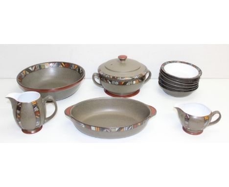 Qty of Denby dinner/tableware items in the Marrakesh pattern to incl tureen, serving dishes, bowls etc