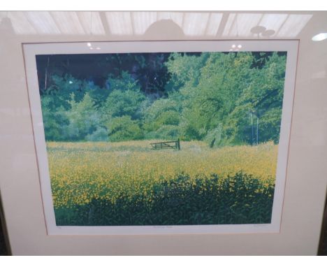 E.J. WILSON: "Buttercup Field", limited edition print 41/90, framed and glazed, 33cm x 44cm 