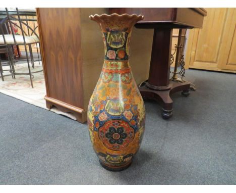 A Chinese floor vase, figural scene panels with foliage and flowers, 63cm high 